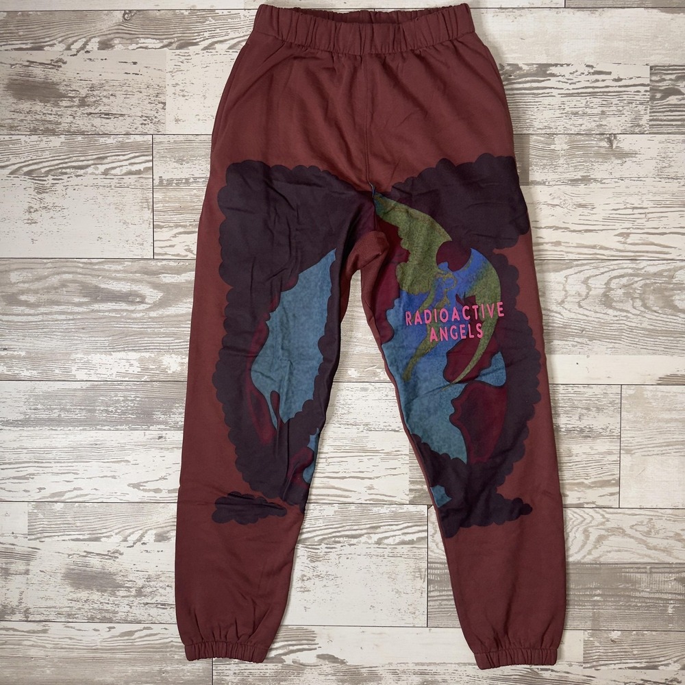 Boys Lie Sweatpants Womens Small Brown Radioactive Angels Graphic Fleece Joggers